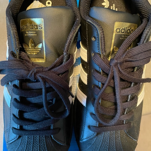 SZ 9 Adidas Superstar Core Black White Shell 2019 - Picture 12 of 12